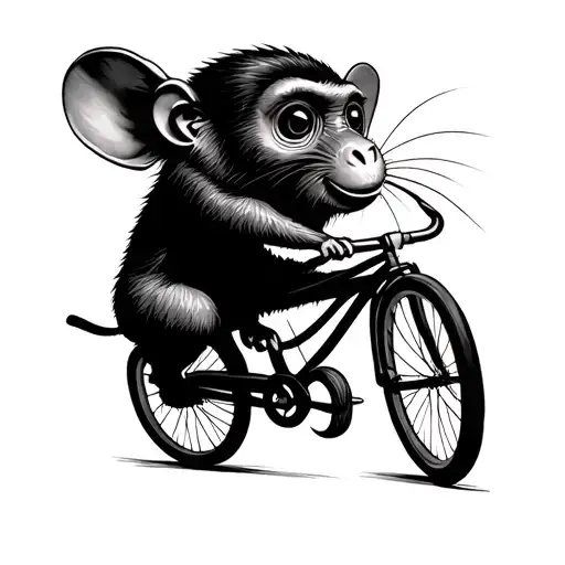 Jerry The Mouse With A Monkey On A Bicycle