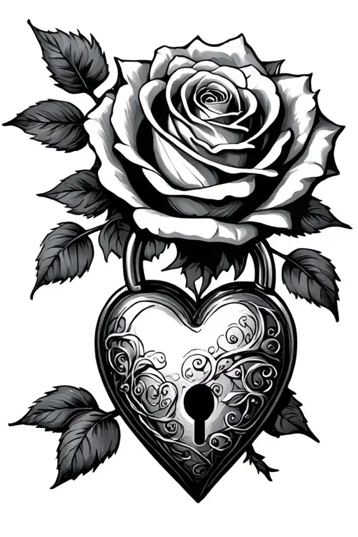 Rose And Heart Shaped Lock