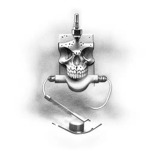 Tattoo Machine With Never Give Up Name With Background Shading