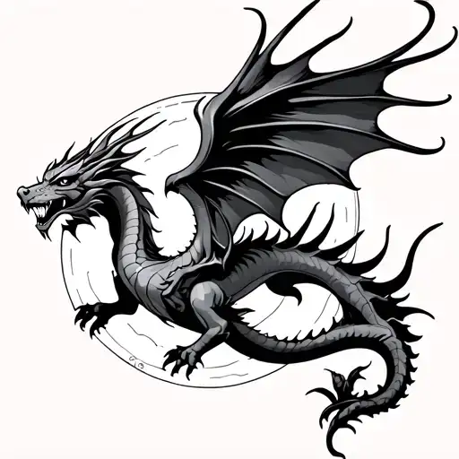 Rose Dragon Flying Towards The Sun