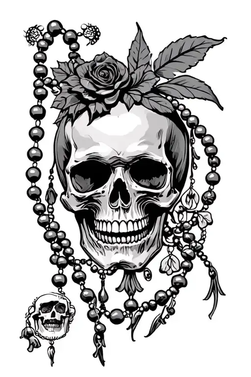 Skull With Rosary Beads