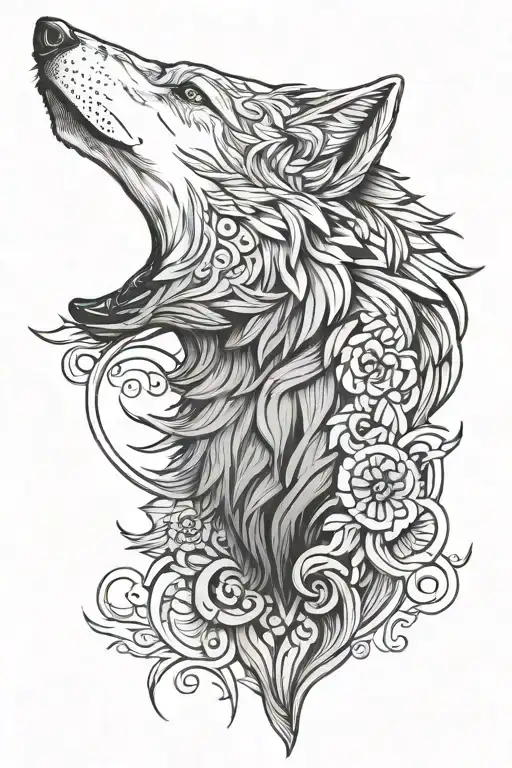 Wolf Tattoo Gradually Blending From Mandala Style To Realistic