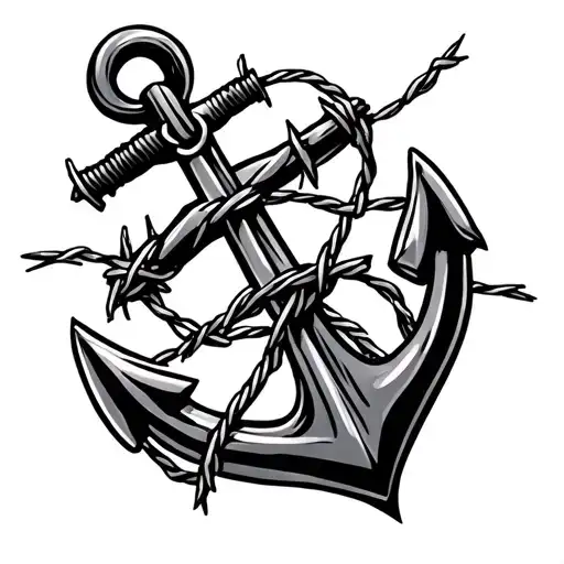 Anchor In Barbed Wire Wrapped