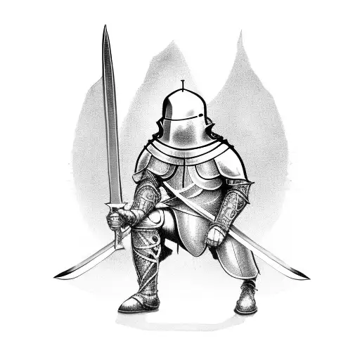 Crusader Knight On One Knee Holding Sword