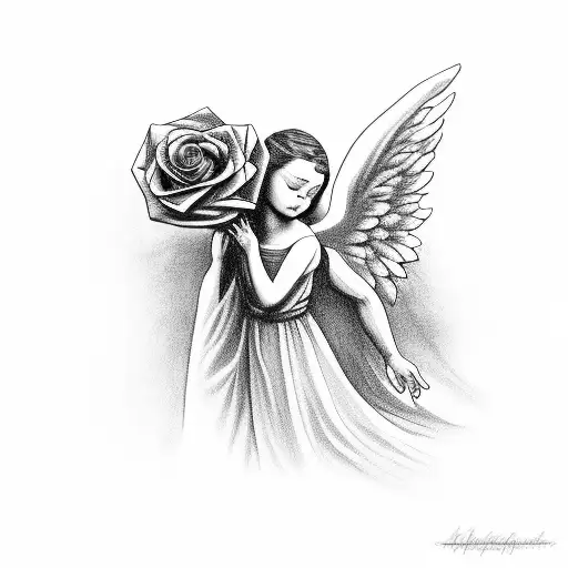 Angel Holding A Rose