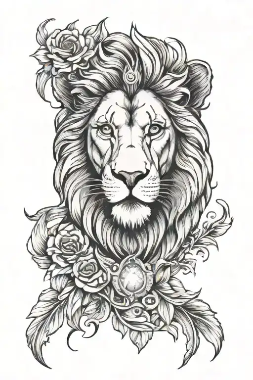 Lion's Face With Leo Zodiac Sign