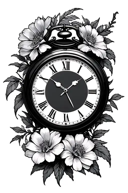 Small Grandfathe Clock And Flowers