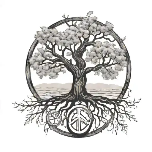 Tree And Peace Sign Intertwined