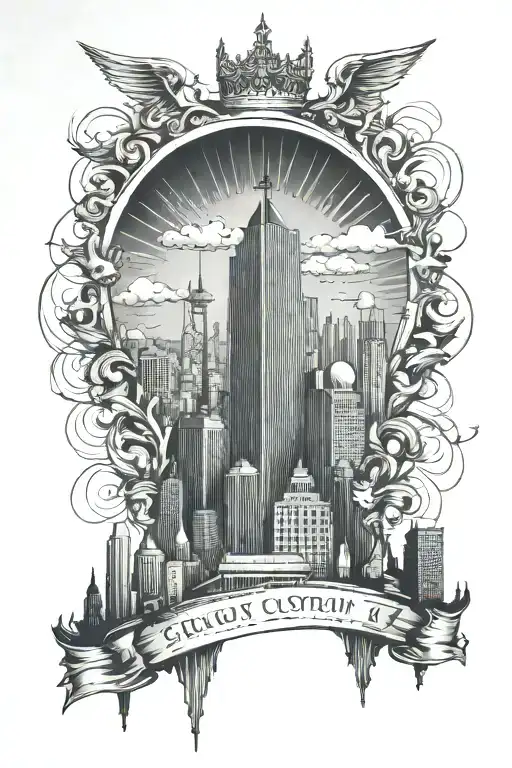 Design A Tattoo Featuring The Skyline Of Rotterdam With A Ceo Crown On Top