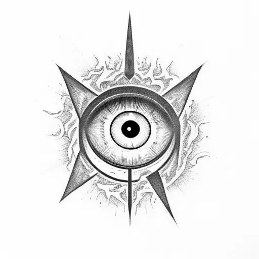 Evil All Seeing Eye With Fire And Ice Coming From The Eye