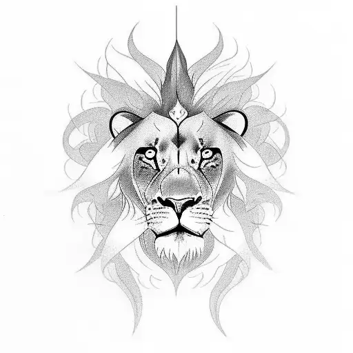 Body Symmetrical Lion Tattoos With Fire