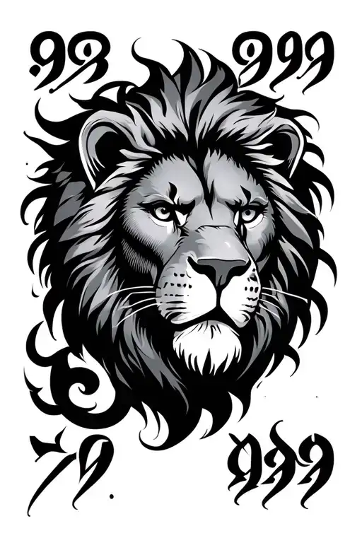 Half Sleeve With Numbers 999 With Lion Head