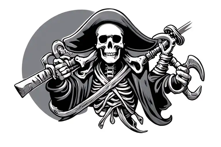 Skeleton Pirate Holding Treadure