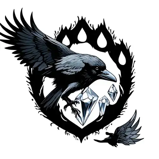 Wolf Paw With A Raven And A Crystal Inside