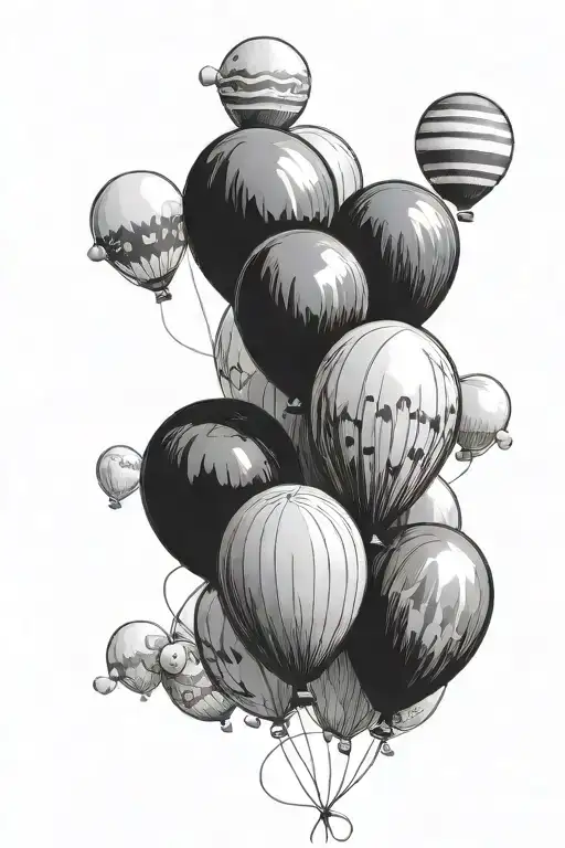 Baloons Black And One White Drawing
