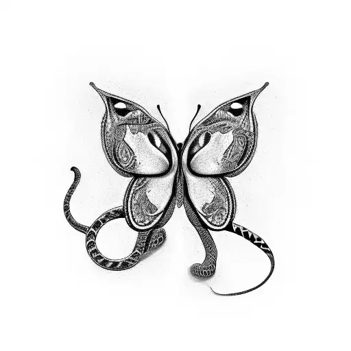 Semicolon Butterfly Surrounded By A Snake