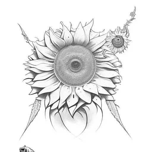 Sunflower With Rose And Wolf