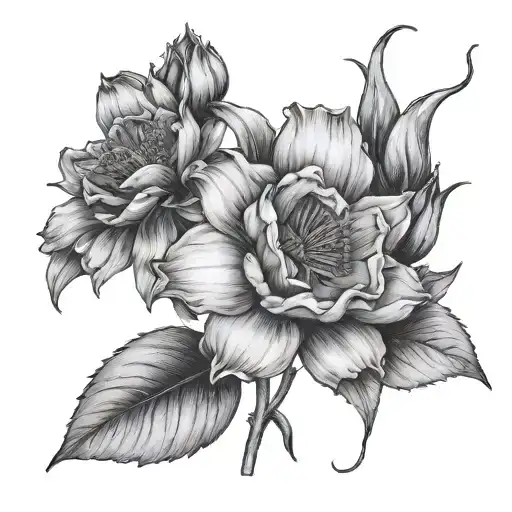 Sketch August October And December Birth Flower