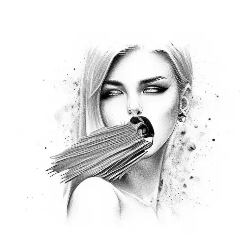 Girl Licking Knife For Money And Drugs