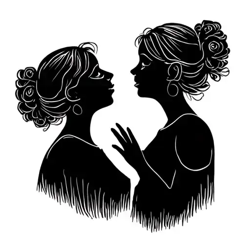 Minimalistic One Line Tattoo Symbol Of A Young Sister Looking Up To Her Older Sister