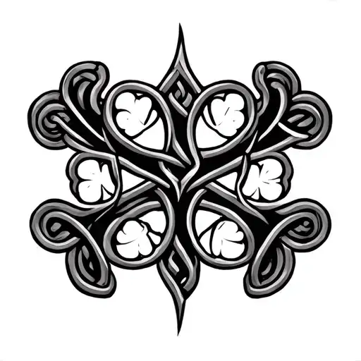 Celtic Cross With 4 Leaf Clovers