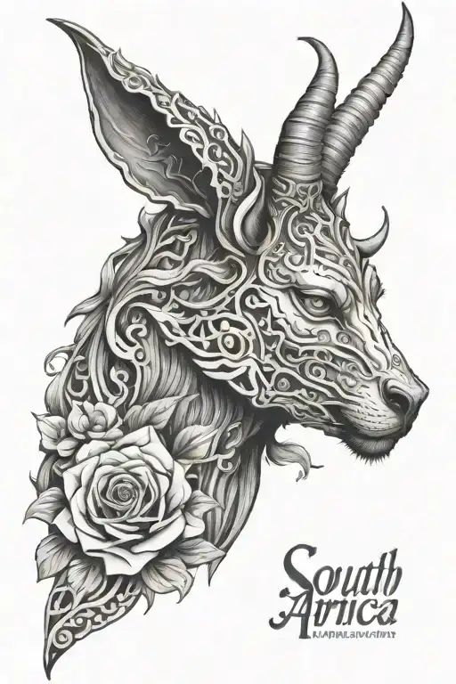 South Africa Themed Sleeve Fine Line Feminine Demon