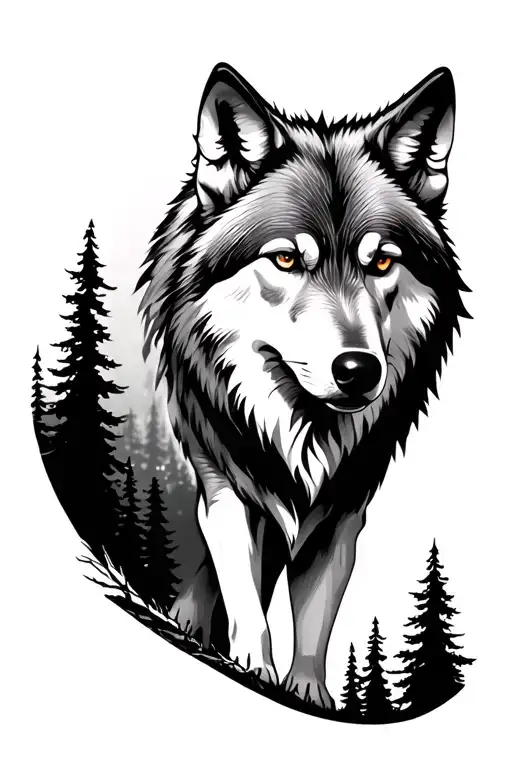 Wolf And Trees
