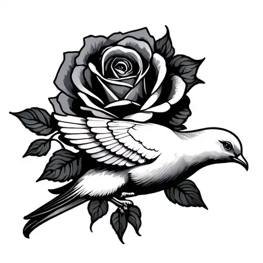 Dove With A Rose Intertwined