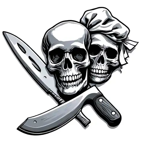 Chef Knife Spatula And Skull