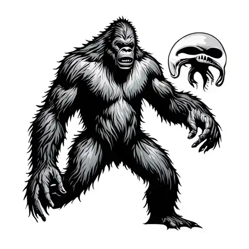 Bigfoot Outline Aliens Inside