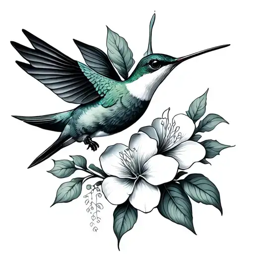 Honeysuckle With Hummingbird Simple