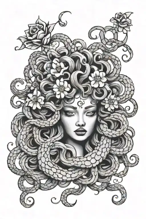 Medusa With Flower Intertwined