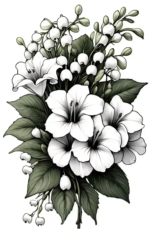 Fine Line Bouquet Of Lily Of The Valley And Morning Glory Vine