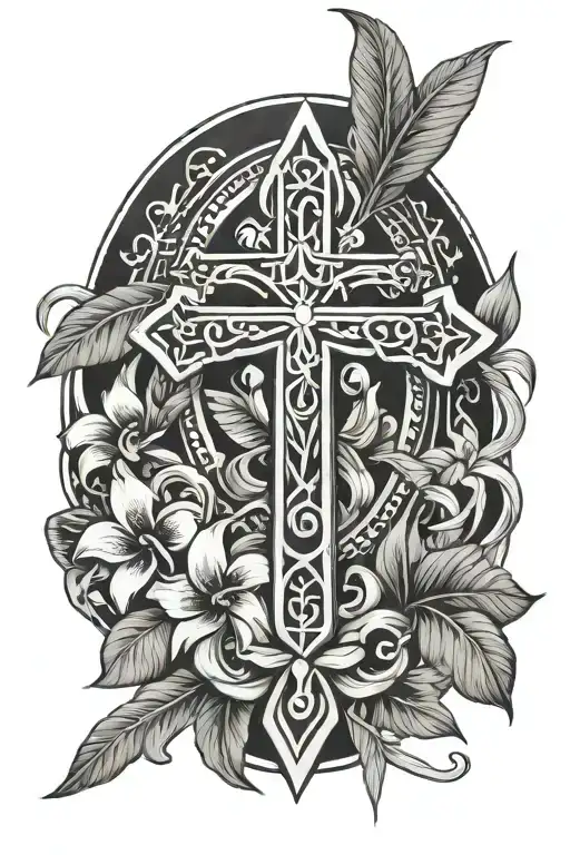 Ankh Symbol With Tropical Flowers
