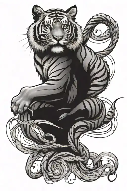 Tiger Libra Sign Intertwined