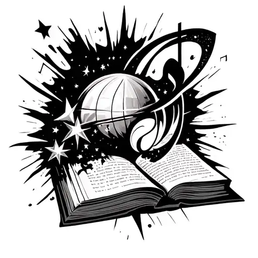 Open Book Figure 657 Star Planet Music Note Diamond All Its That Comes Out In Explosion