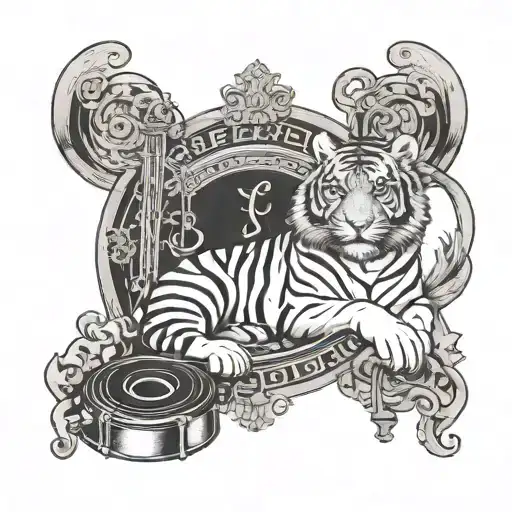 A Tiger And Libra Sign Intertwined With Musical Instruments In A Home Setting