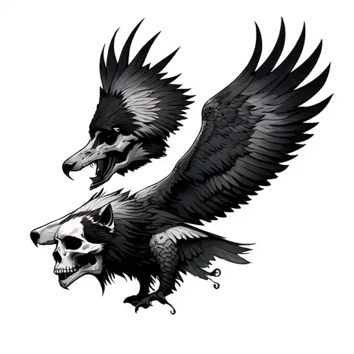 Wolf Eagle And Skull