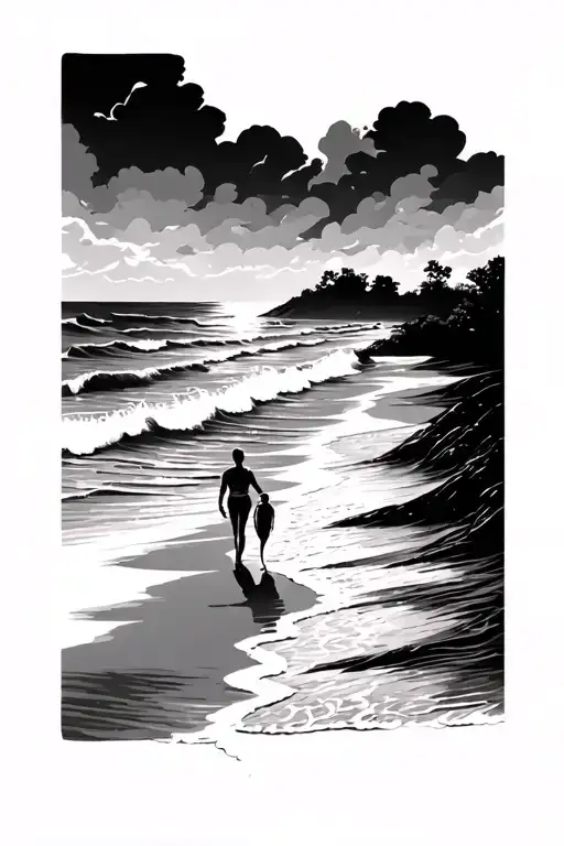 Walking On The Beach With Calm Waves