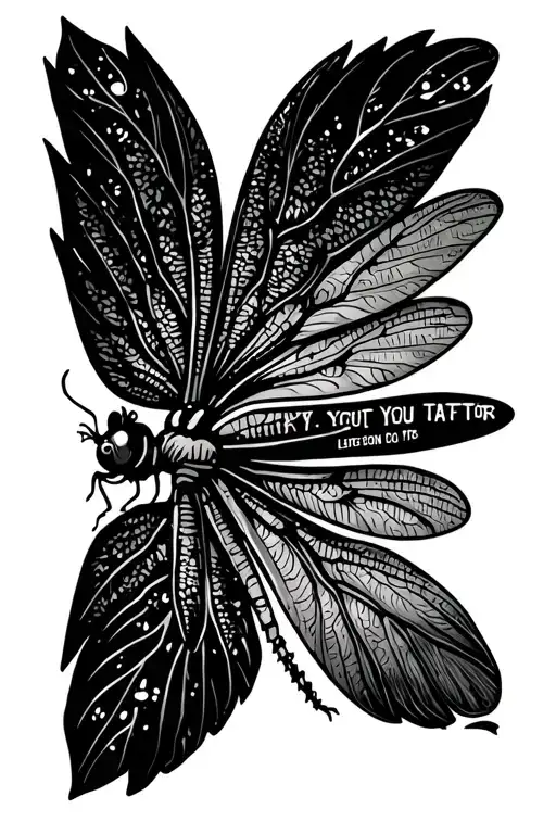 Dragonfly With Text On The Wings