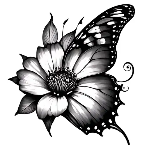 Half Flower Half Butterfly Emerging