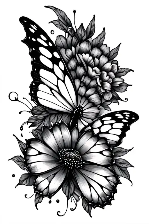 Half Flower Half Butterfly Emerging