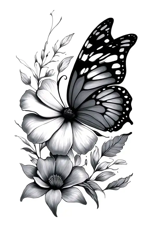 Half Flower Half Butterfly