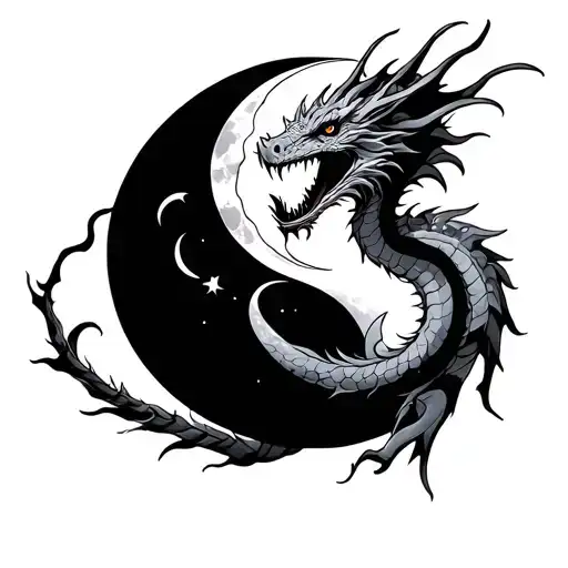 Dragon With Moon