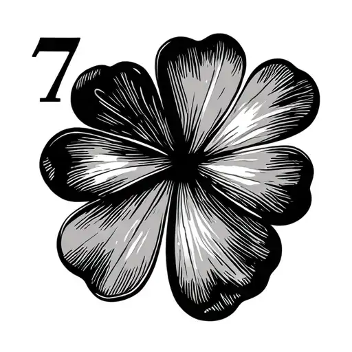 4 Leaf Clover And Number 7 Minimalist