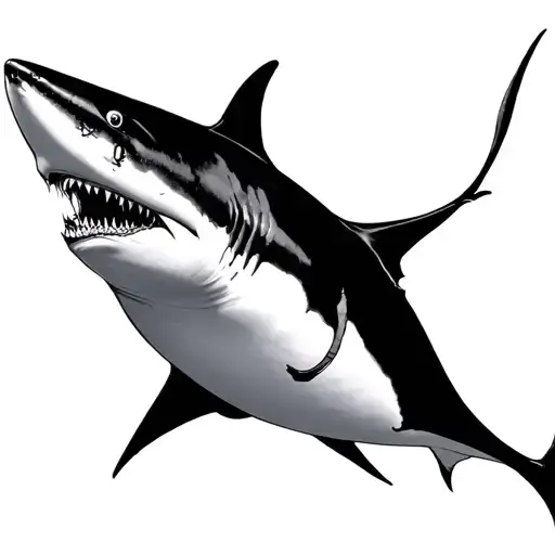 Hammerhead Shark And Manta Ray Swimming