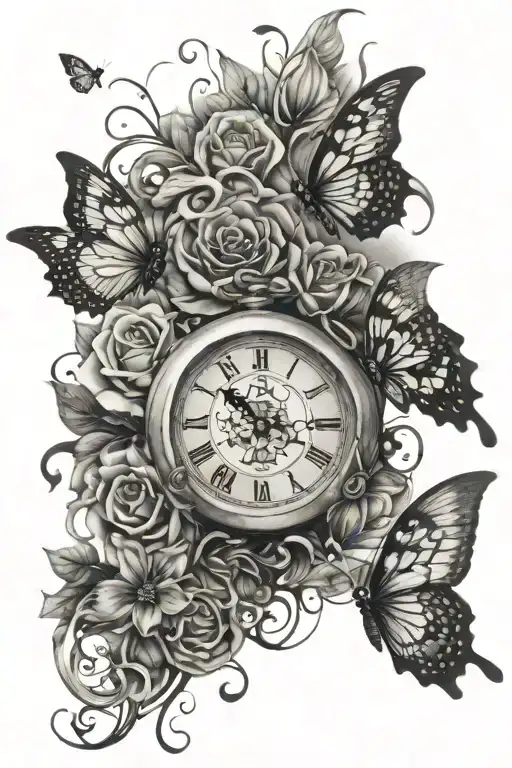 Clock And Butterflies Female
