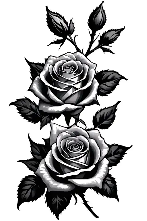 3 Rose Tattoo Design Featuring