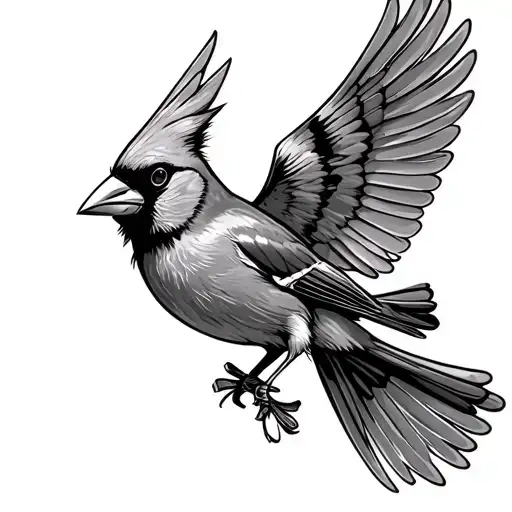 A Cardinal Flying With A Bow Tie