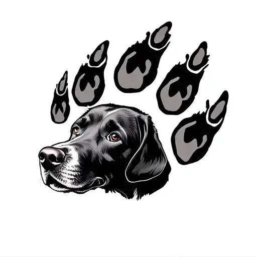 Labrador Dog And Paw Print